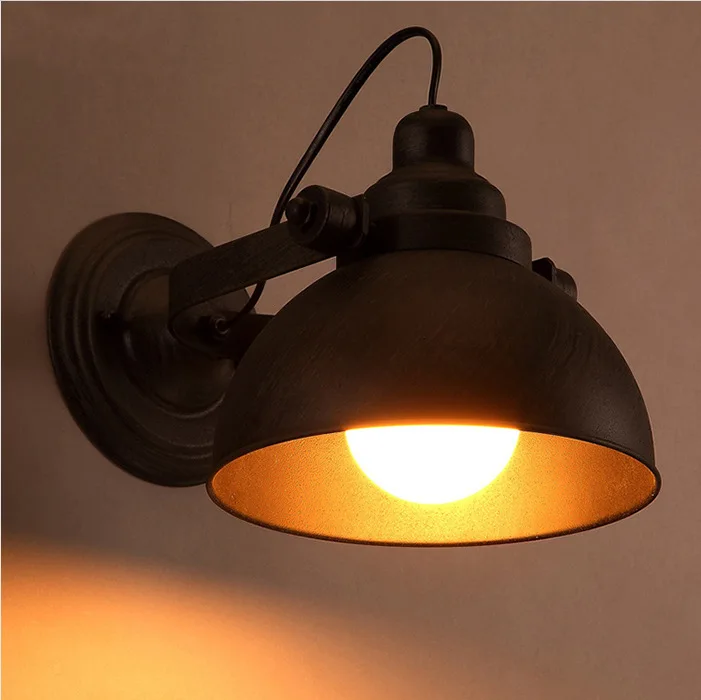 Wall lamp retro industrial wind wrought iron lid adjustable wall lamp bar corridor restaurant wall lamp