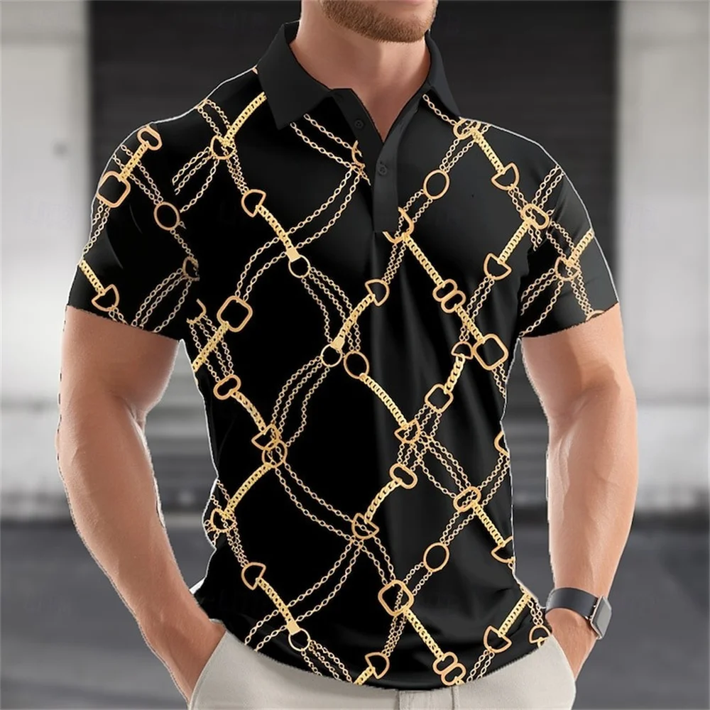 

Men's mountain polo short-sleeved polo shirt, collared, casual school/outdoor everyday wear, 3D print, fashionable summer style