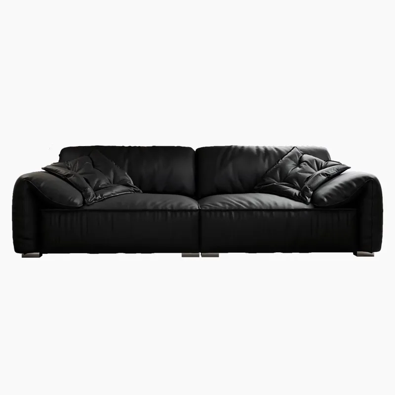 

Sofa Italian leather first layer cowhide living room straight row combination down matte leather