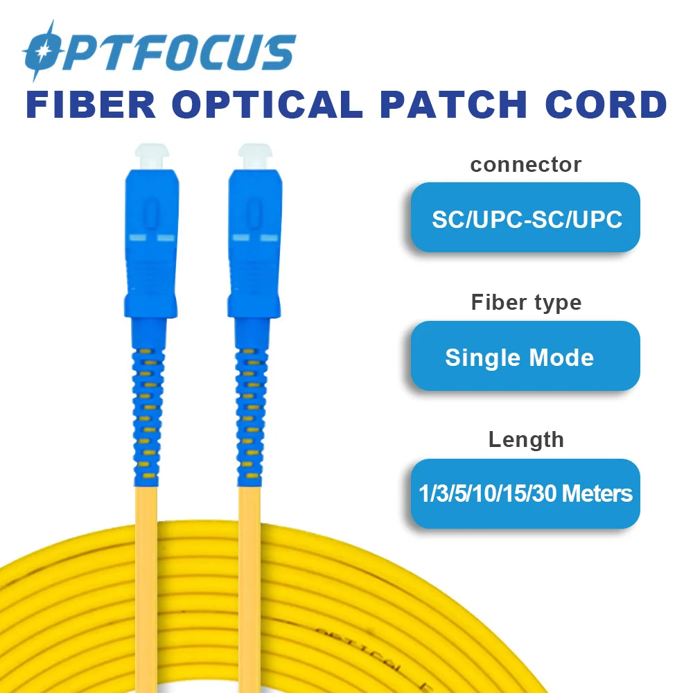 Cabo de remendo da fibra ótica do único modo, cabo do salto do único modo, LC SC, FC, ST, UPC, APC, 1m, 3m, 5m, 10m, 15m, solo Duplo Fibra Cabo