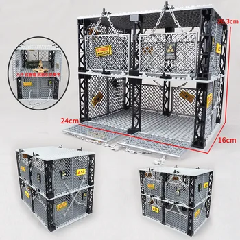 Double layer Prison net prison building blocks figures monster zombie dinosaur model bondage cage bricks children gifts boy toys