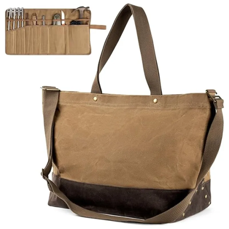 

Canvas Tool Tote Bag with Removable Tool Roll Bag