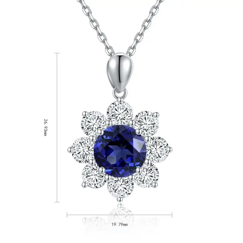 RUIF S925 Silver Necklace 3.984ct Lab Created Sapphire Fine Jewelry Women Christmas New Year Party Gifts