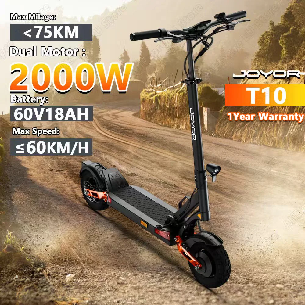 

JOYOR T10 E-Scooter 2000W Dual Motor 60V18Ah Strong Climbing Ability Electric Scooter Hydraulic Brake 10"Off-road Tire EScooters