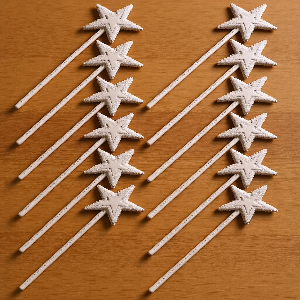12 Stück Feenstäbe aus Kunststoff für Kinder, sternförmige Stäbchen mit glitzernden Perlen, Mottoparty-Zubehör für Mädchen, Geburtstag, Halloween