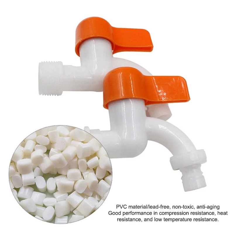 1PC PVC Water Faucet 20MM Household Faucet Washing Machine Kitchen Balcony Public Places Outdoor Garden Drainage Tap Adapter