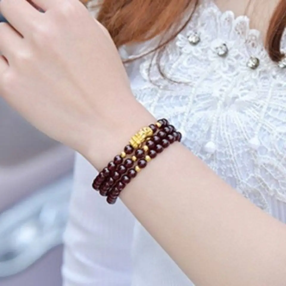 Браслет-с-гранатом-женский-браслет-перегрузка-студенческие-украшения-многокруглый-золотой-браслет-pixiu-счастливый-подарок