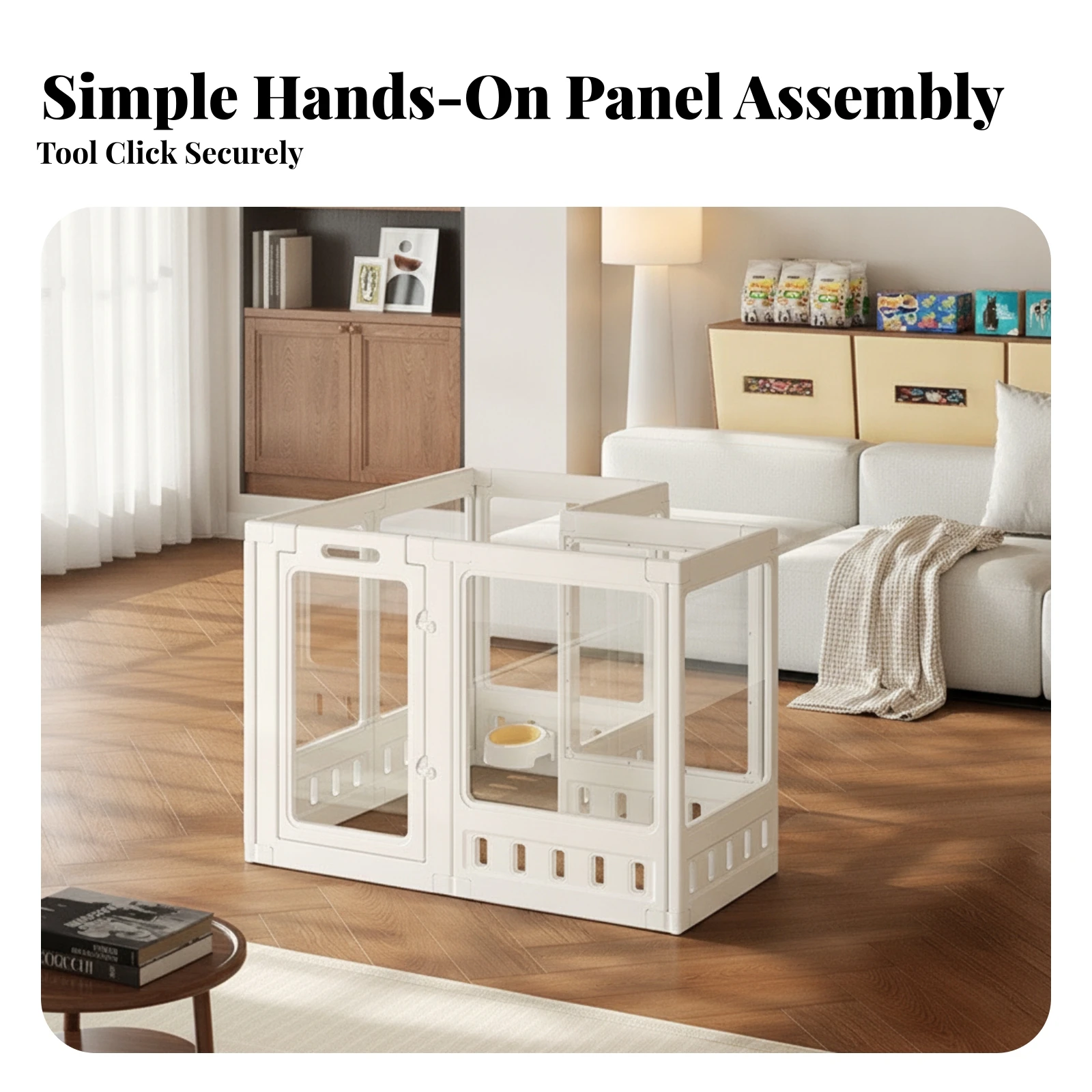 Dog Playpen with Door Transparent Pet Enclosure with Door Modular Pet Playpen Safe Robust for Young Dogs, Apartment, Living Room