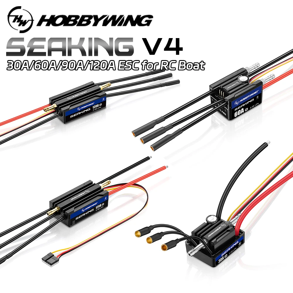 

HOBBYWING Seaking V4 30A 60A 90A 120A Brushless ESC for RC Model Boat Ship Toys Accessories