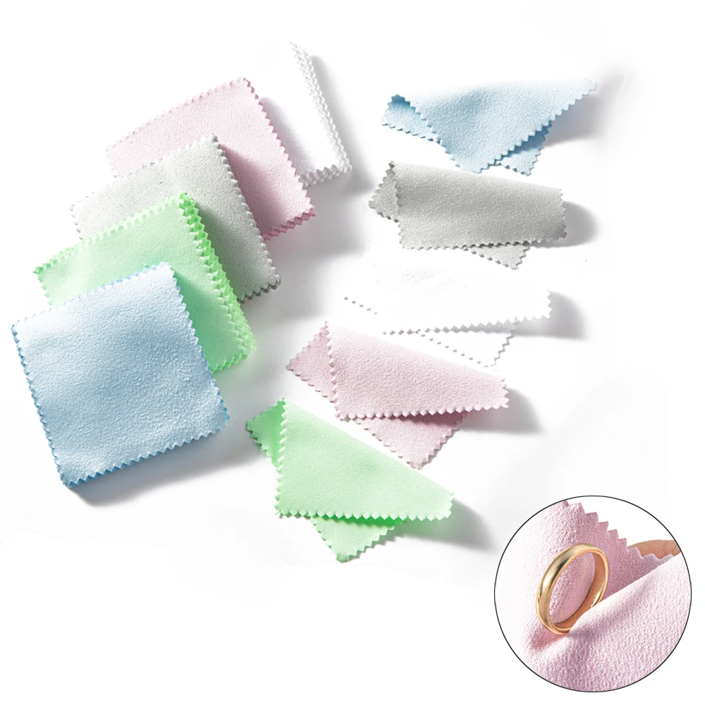 10/50pcs Silver Polish Cleaner Cloth Soft Clean Wipe Wiping Cloth Jewelry Tool Making Supplies Napkins Cleaning Accessories