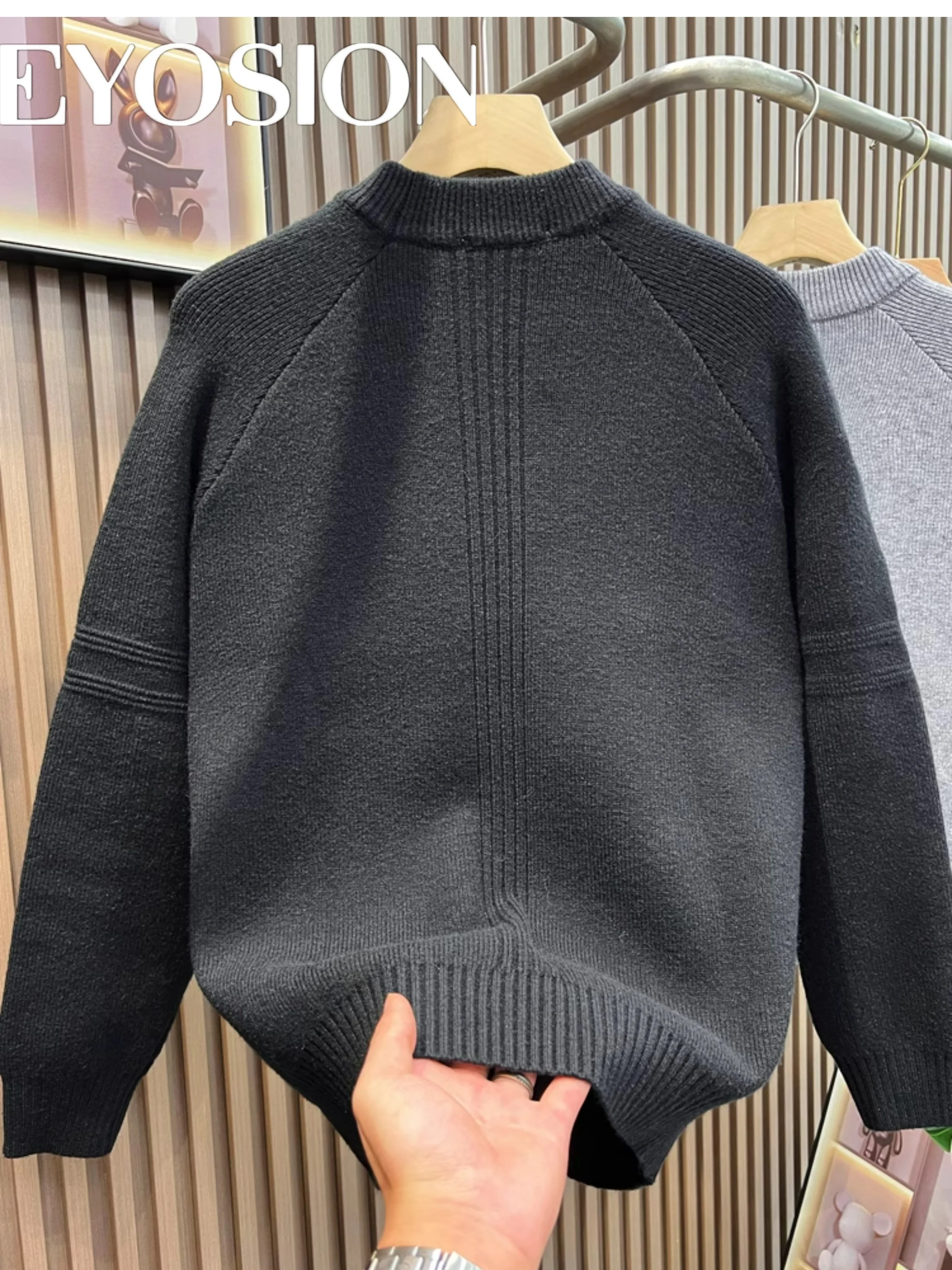 ラウンドネックベーシックニットセーターメンズカジュアルソリッドカラー高品質ボトリングシャツ秋冬韓国スタイルプルオーバー