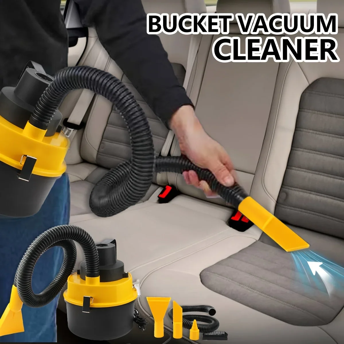 Vehicle Mounted Suction And Blowing Double Use Bucket Vacuum Cleaner Car Portable Multi Function Tool Cylinder Style Large