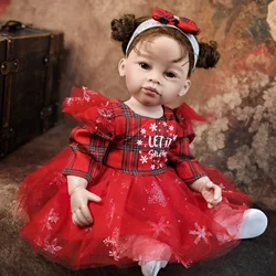 Full Silicone Girl Doll 55 cm Reborn Babies Doll Toys Rooted hair Bebe Reborn Birthday Gifts For Child