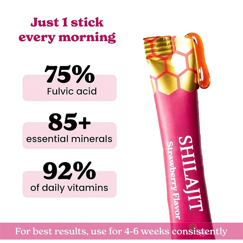 Himalaya Natural Strawberry Flavored Honey , Provide Energy Support, Contain Over 85 Trace Minerals - 7/30 Sticks