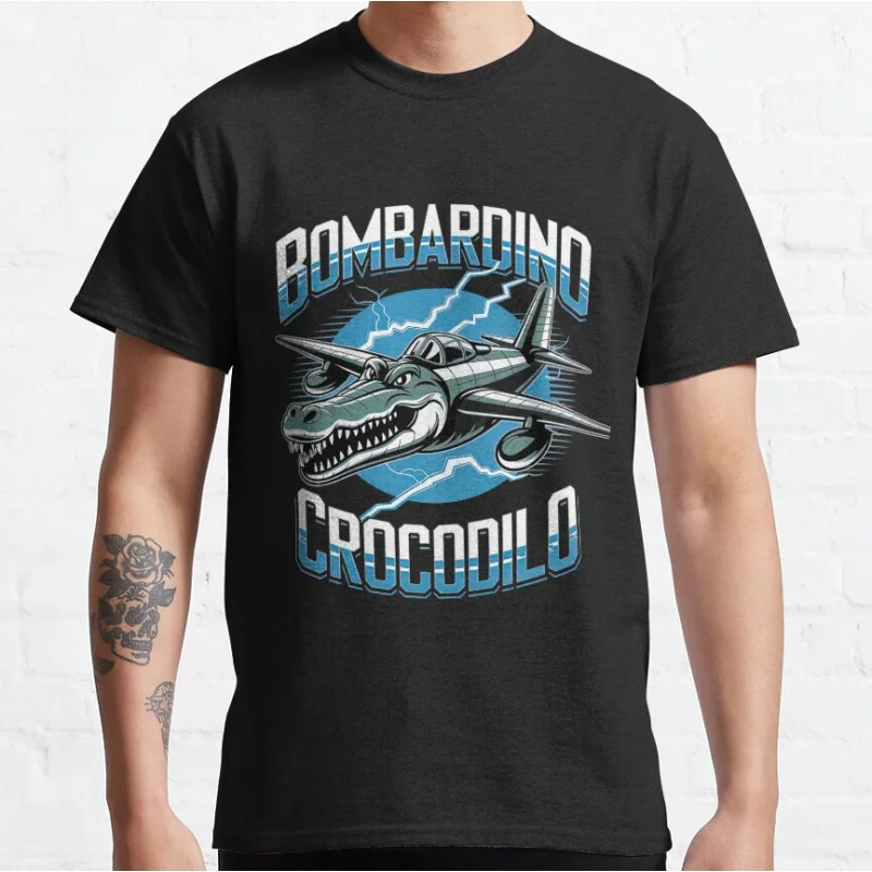 

Bombardino Crocodilo Italian Brainrot Funny Meme T-shirt for men large size Adult Tops S-6xl mens clothing