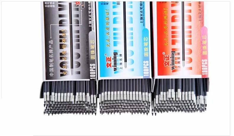 100 Stück Press-Kugelschreibermine, Rot, Schwarz, Blau, Grün, öliges Schreibwerkzeug, Schule, Schreibwaren, Bürobedarf – Detail 2