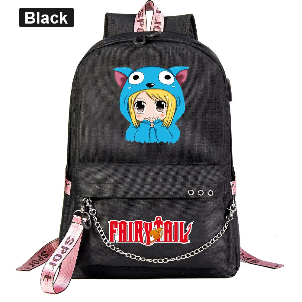 Imagem -03 - Anime Cauda de Fadas Mochila para Adolescente Crianças Estudante Bolsa de Viagem Pacote Corrente de Carregamento Usb Portátil Mochila Bookbag