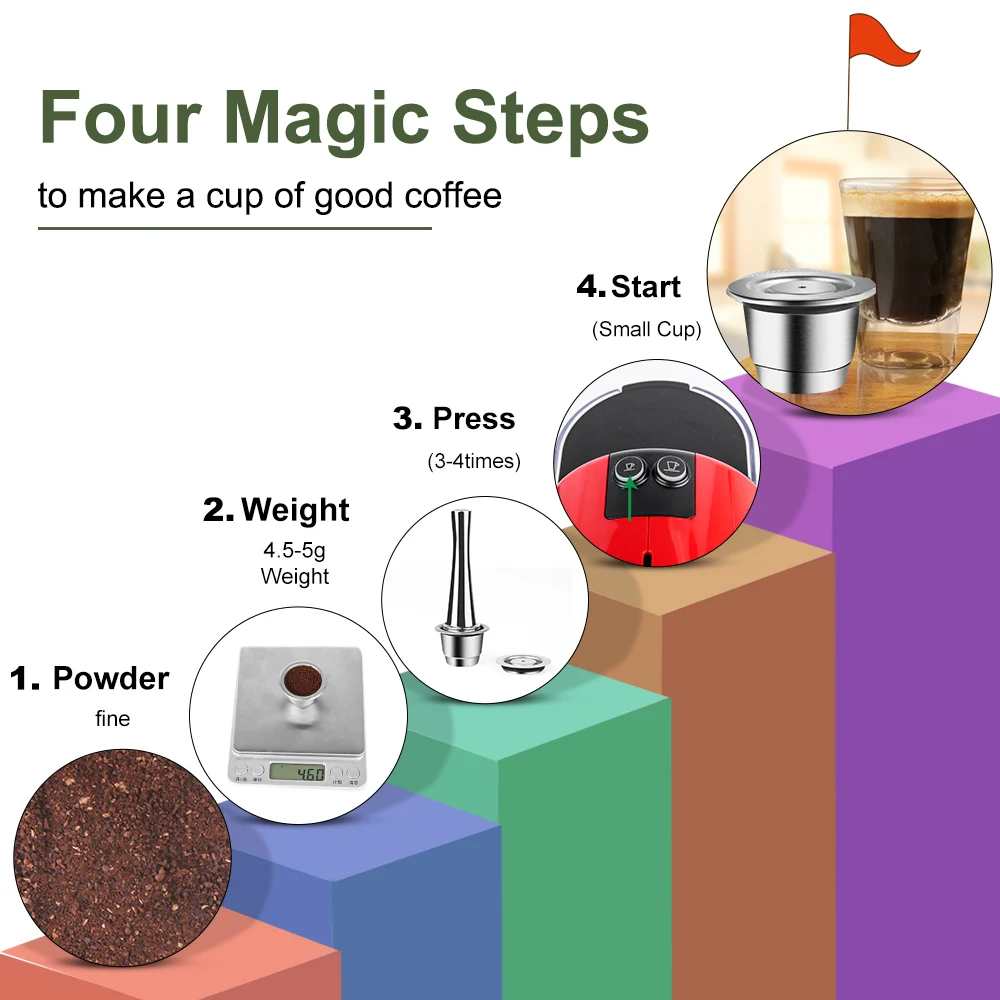 Reusable Coffee Pods for Nespresso Coffee Machine Refillable Coffee Capsule Stainless Steel Rich Crema Coffee Cup