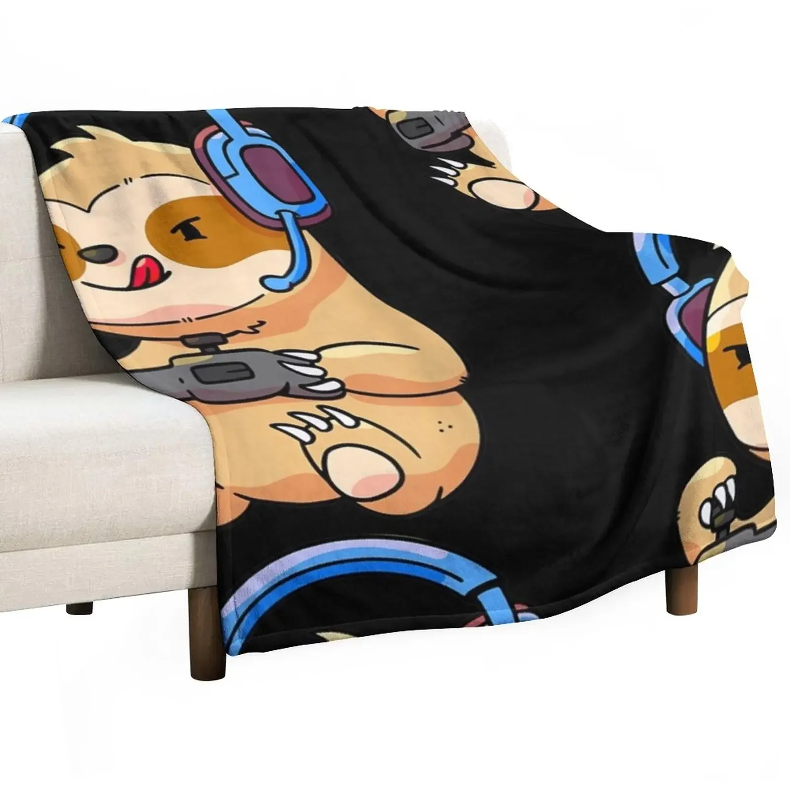 

Gamer Sloth Gaming Sloths Video Game Gift Throw Blanket wednesday Decorative Sofas Blankets