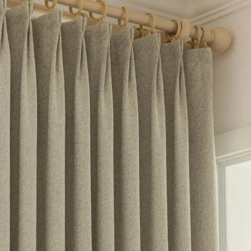 2025 Nordic Style Curtains for Living Dining Room Bedroom Beige Simple Thickened Thermal Insulation Imitation Cashmere Custom