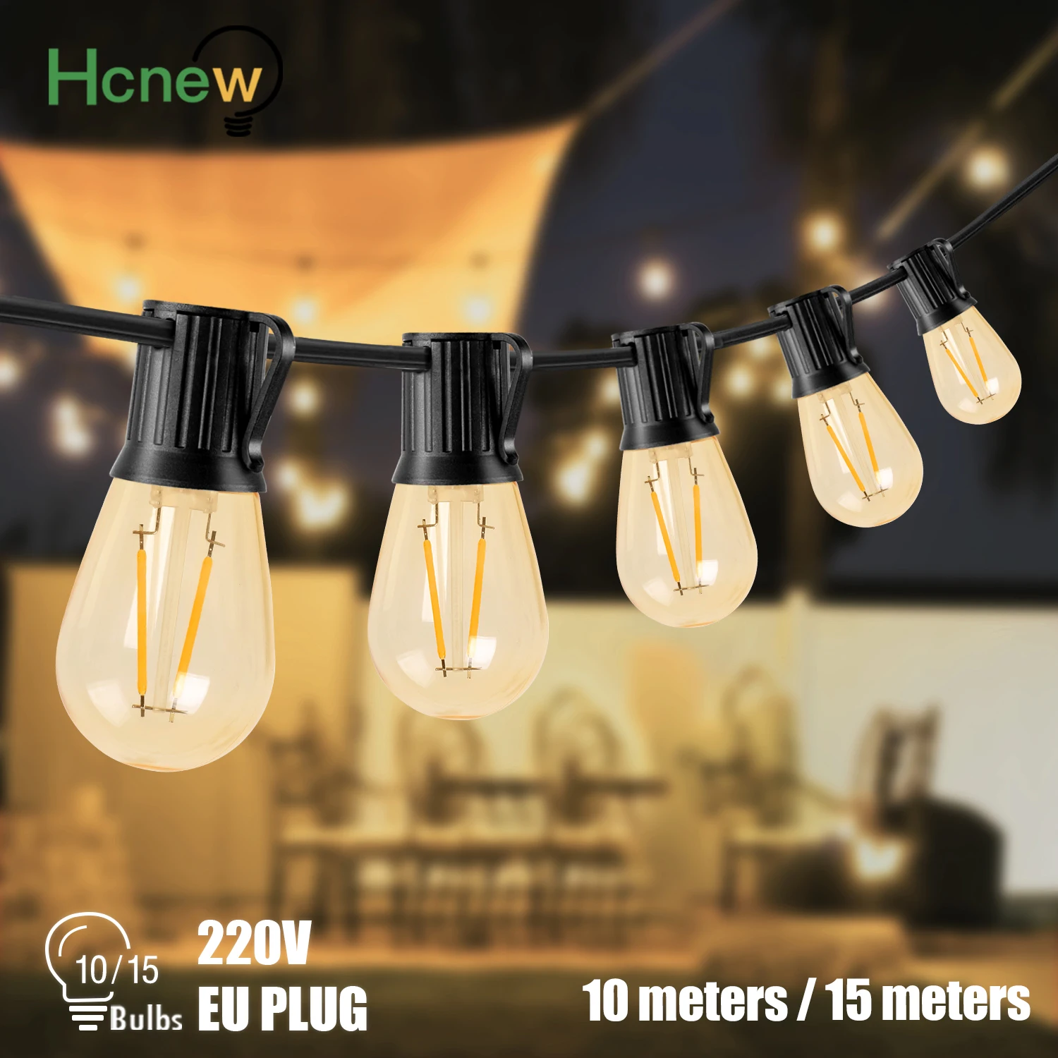 S14G String Lights E27 Street Garland 220V Plastics Waterproof Shatterproof Vintage Connectable Party Christmas Lights Outdoor