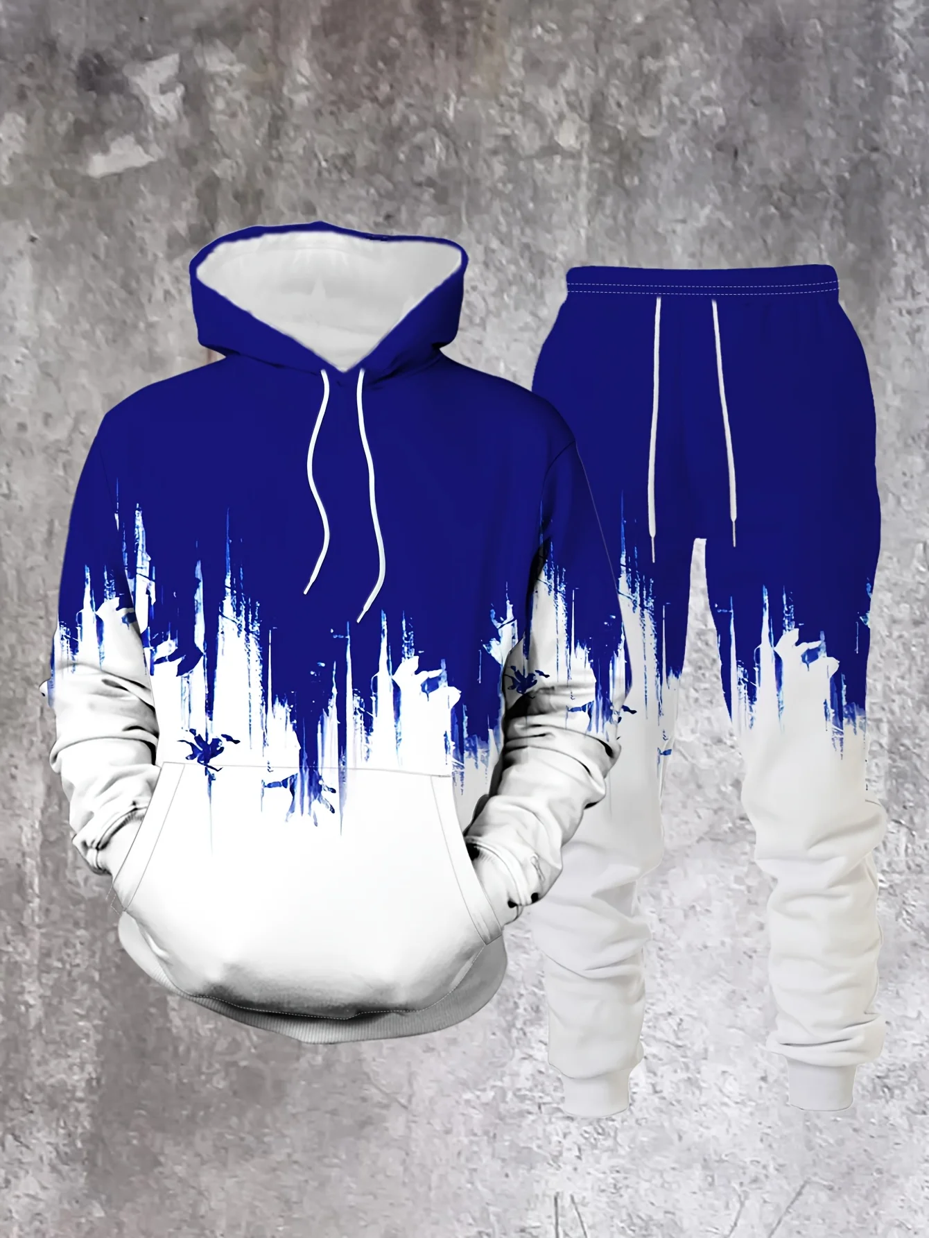 

2025-26, осенне-зимний новый спортивный комплект Y2K, градиентный 3D мужской модный супер большой удобный повседневный уличный комплект из двух предметов