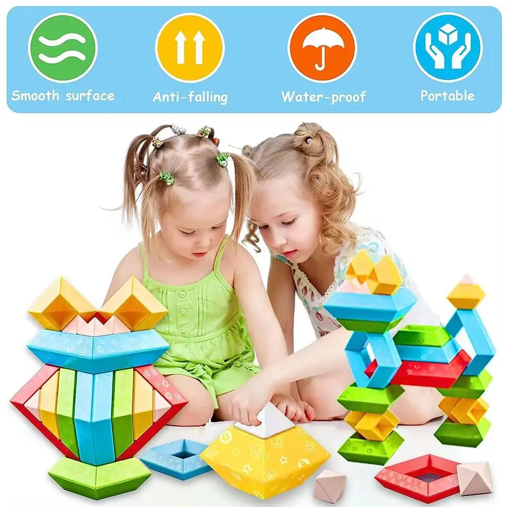 

Variety Of Building Block Tower, Pyramid Building Blocks, Early Inserting Puzzle Luban Education Tower And Assembling Toys J1N0