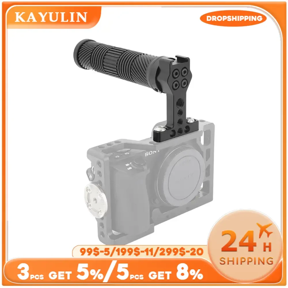 Kayulin Camera Cage Handle Grip Rubber With Top Cold Shoe Base for Dslr Video Camcorder Action Stabilizing Top Handle