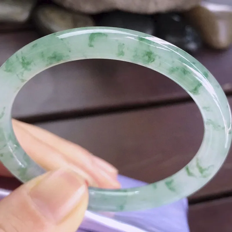 Factory Wholesale Myanmar Natural Emerald a Goods Ice Floating Flowers round Jade Bracelet