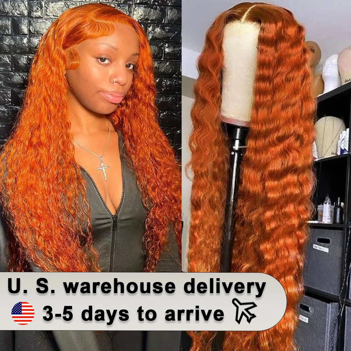 Orange Ginger Deep Curly Human Hair Wigs 13x4 13x5 Ginger Deep Wave 350 Colored Water Wave Wig 13x6 Transparent Lace Front Wigs