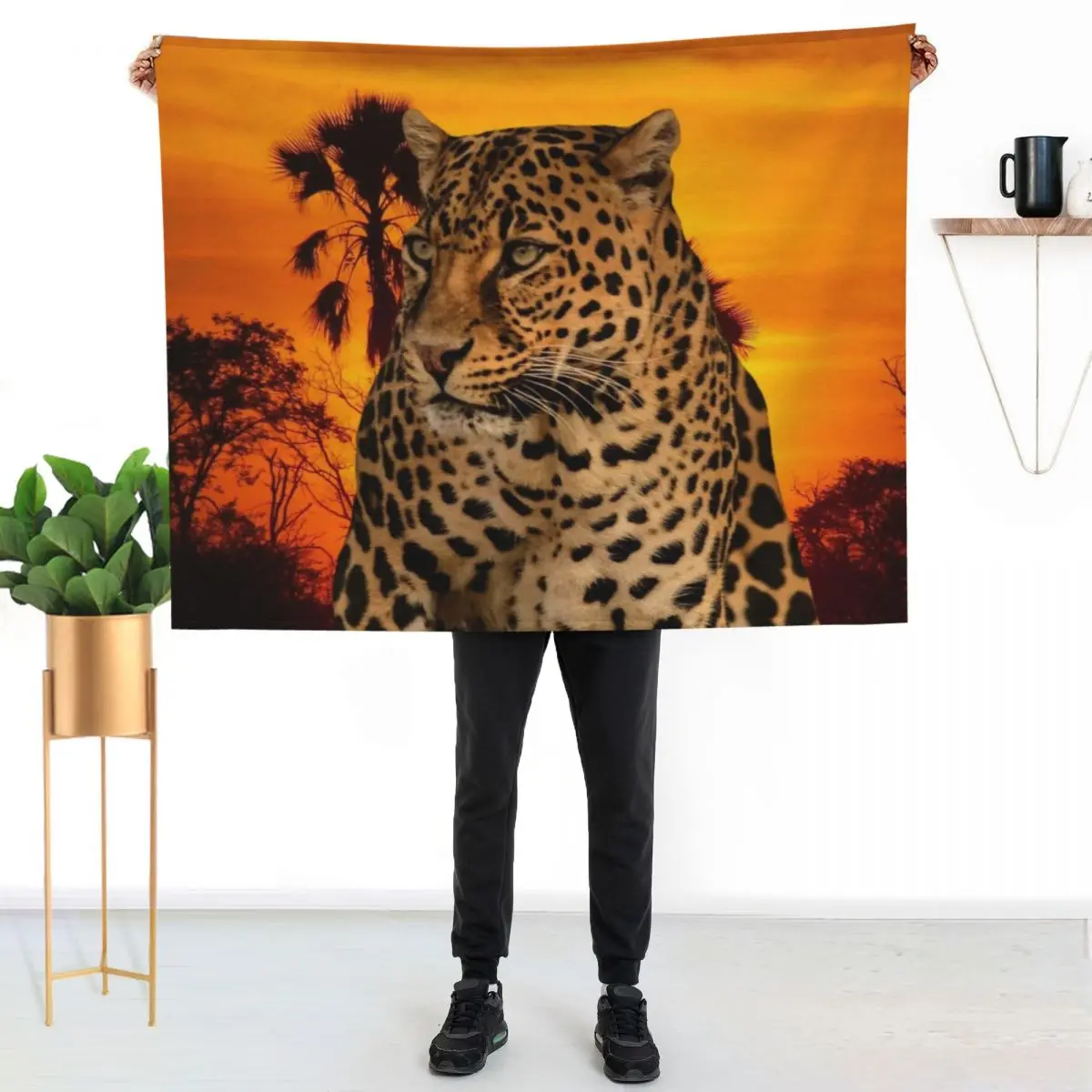Leopard and Sunset Throw Blanket Sofa Quilt Heavy Retros decorative Thermal Moving Blankets