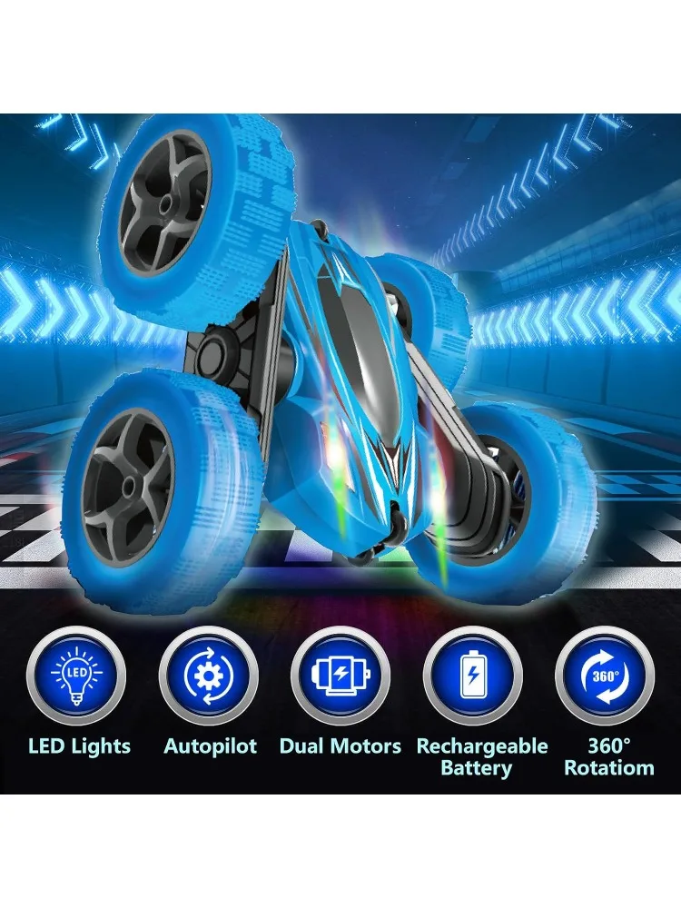 Remote Control Car Double Sided 360°Rotating RC Cars with Headlights Rechargeable Race Stunt Toy Car Christmas Birthday Gifts