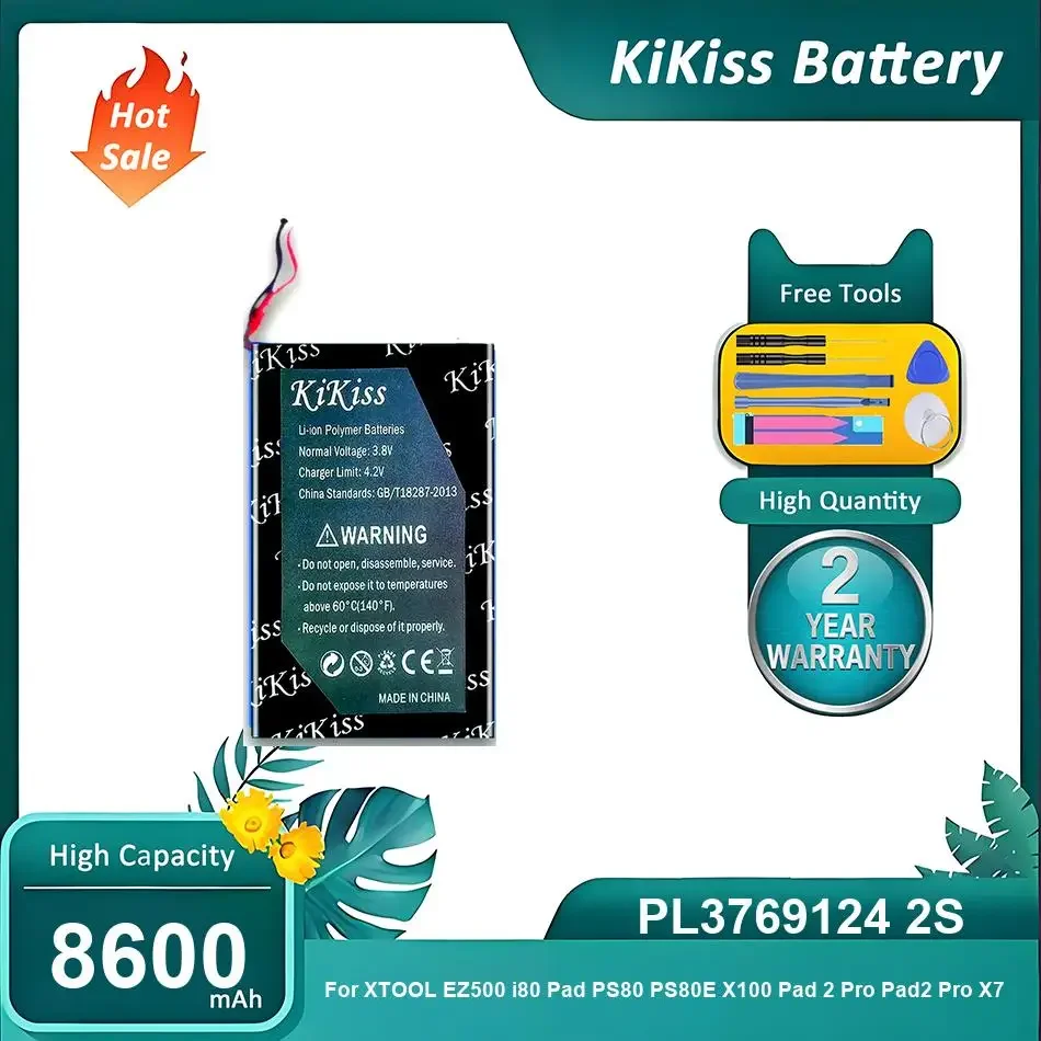 Высокопрочная батарея для XTOOL EZ500 i80 PS80 PS80E X100 Pad 2 Pro X7 Car, PL3769124 2S, 8600 мАч