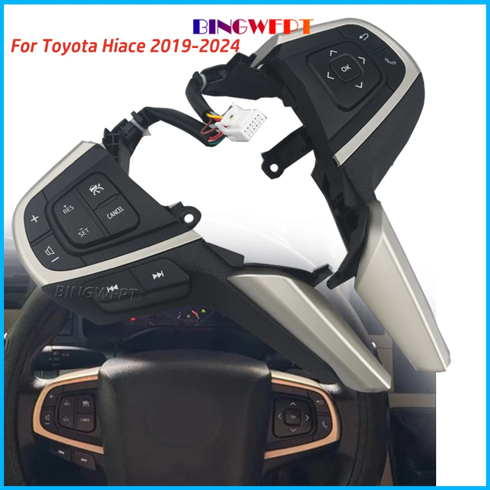 Car Multifunction Steering Control Buttons Left Switch Support Cruise Control Right Volume Phone Call For Toyota Hiace 2019-2024