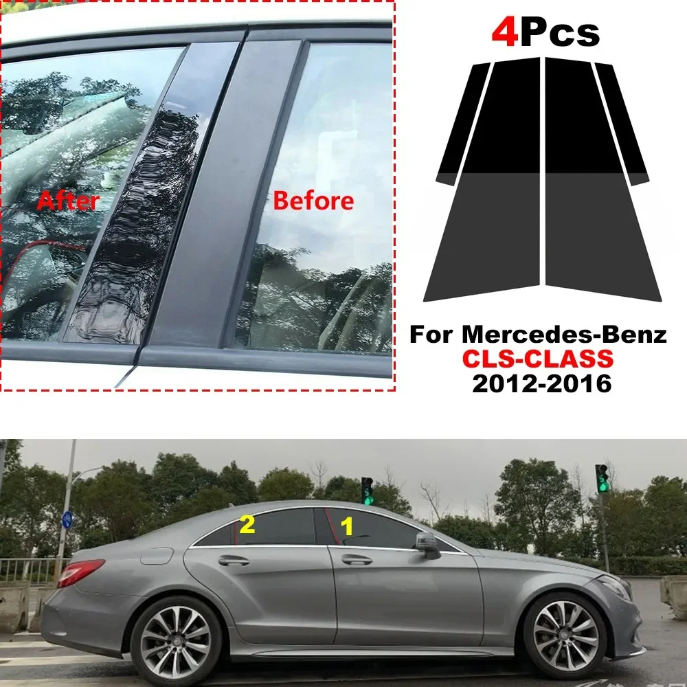 

4Pcs Car Door Window Pillar Posts Trim Cover Sticker for Mercedes-Benz CLS-CLASS 2012-2016 Center BC column stickers