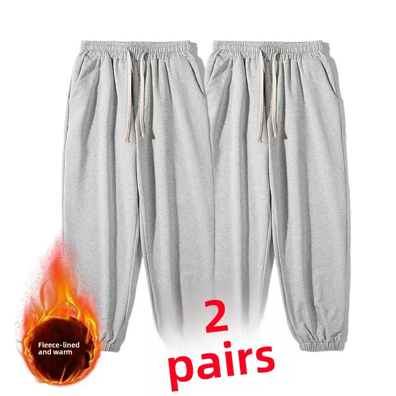 

Модные мужские теплые повседневные брюки на флисовой подкладке, свободные прямые брюки из полиэфирного волокна, осенне-зимние модные брюки больших размеров