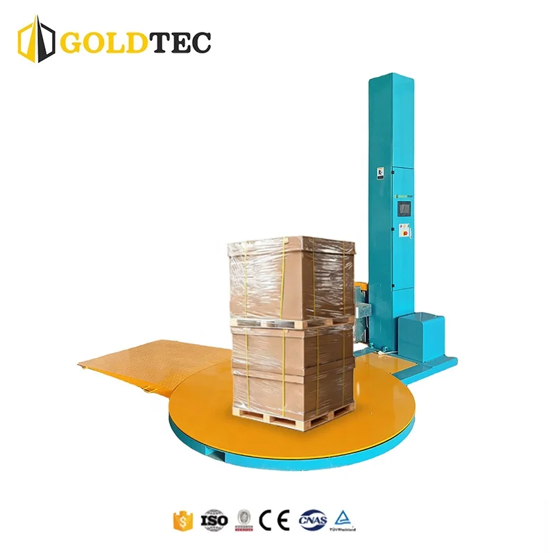 Fully Automatic Packing Wrapper Pallet Wrapping Machine Stretch Wrap Wrapping Machine Pallet Shrink Wrap Machine with Ramp
