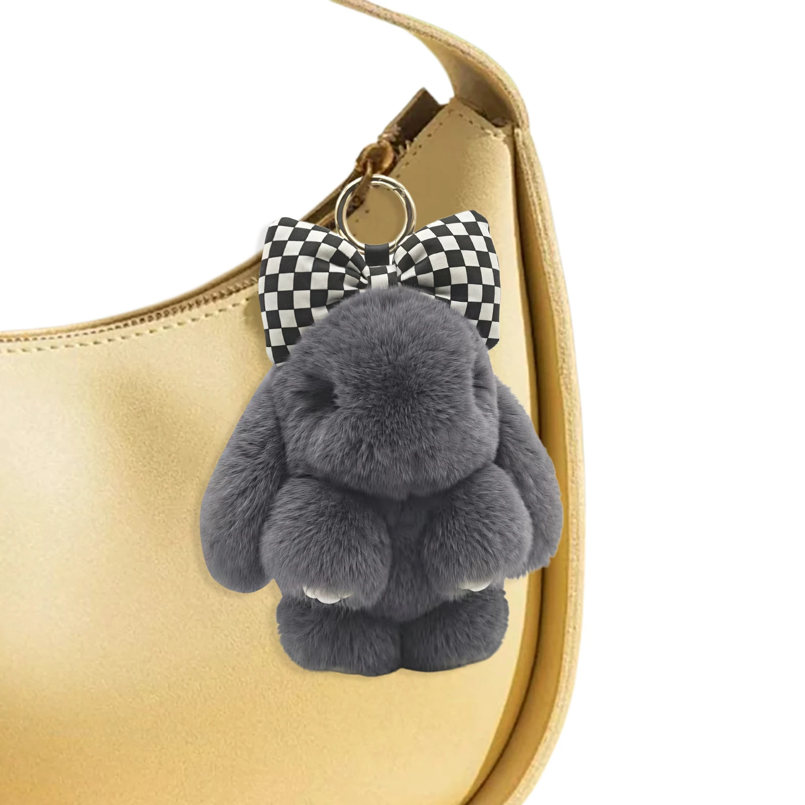 Cute Bunny Plush with Tin Box Charming Rabbit Design Car Handbag Keyring Cute Plush Key Chain Easter Gifts for Women & Teens