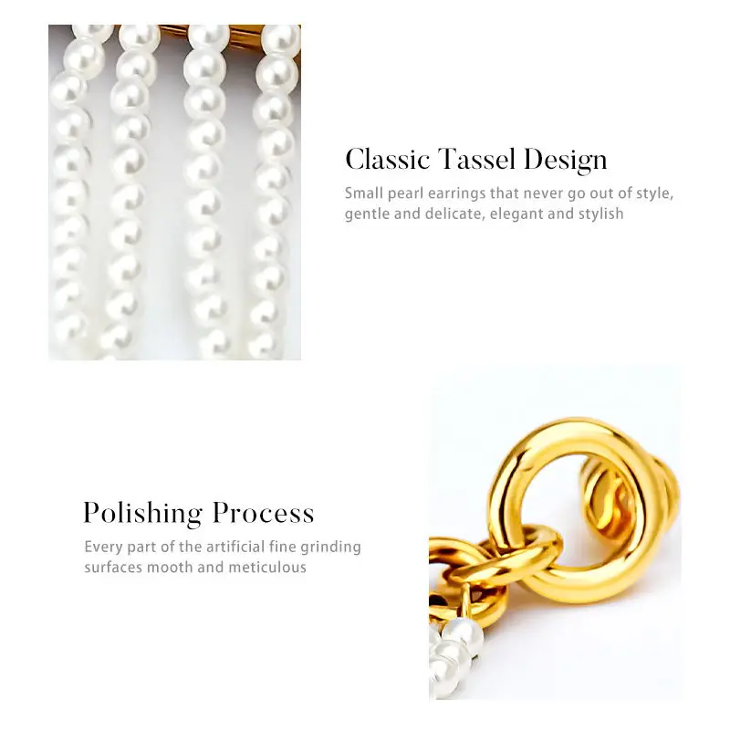 VAROLE أقراط متدلية طويلة من اللؤلؤ الفاخر للنساء أقراط ذهبية اللون مجوهرات عصرية هدية عصرية #3