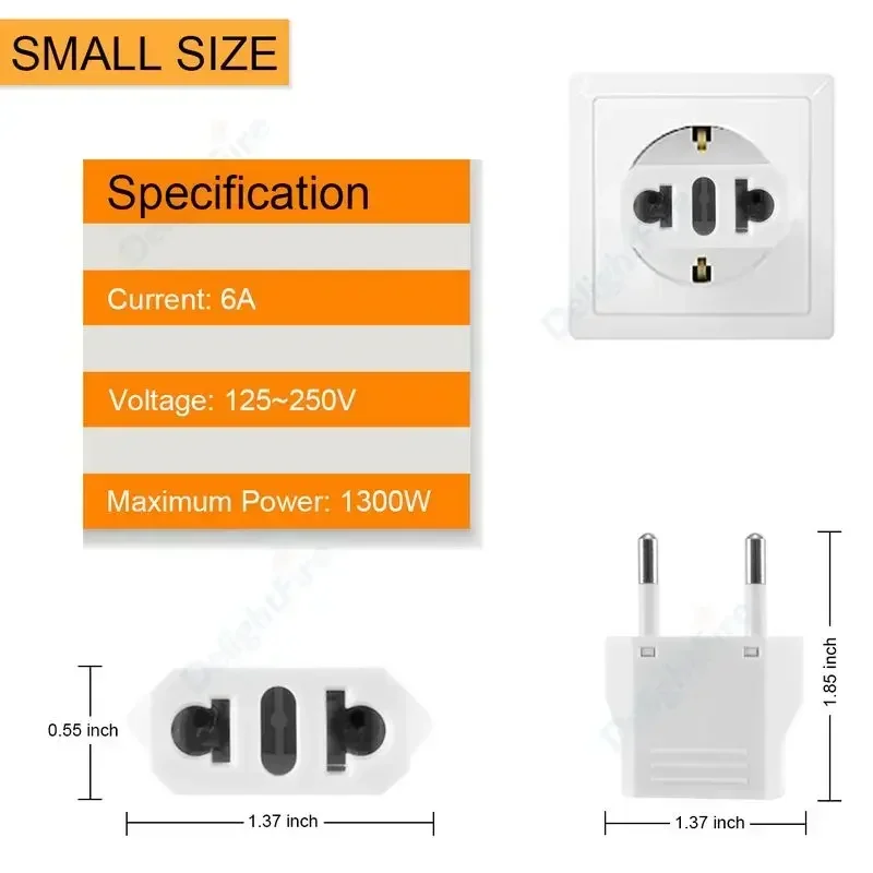 Adaptador de enchufe europeo, convertidor de enchufe de viaje americano, 1-100 piezas, 4,0/4,8mm, UE, EE. UU., Israel a Euro, KR, BR, Brasil