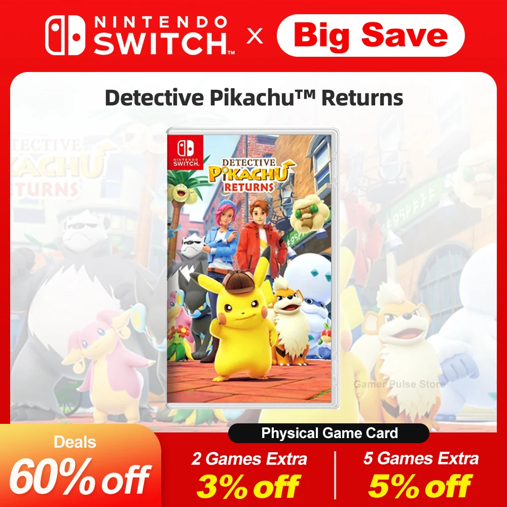 

Detective Pikachu Returns Nintendo Switch Game Deals 100% Original Physical Game Card Single Player Adventure Genre for Switch