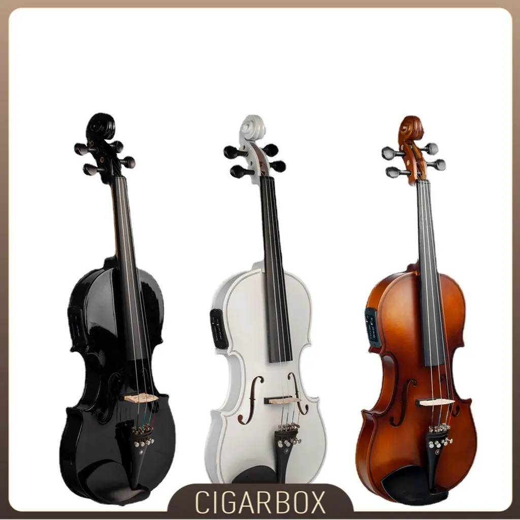 

Full Size Acoustic Electric Violin Set With Passive EQ Fiddle Install Students Kids Adults With Case Shoulder Rest Bow Strings