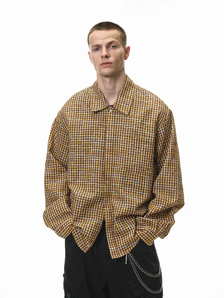 

Легкая дышащая быстросохнущая рубашка в клетку свободного кроя для мужчин и женщин, весна-лето, повседневная мода, полиэстер...