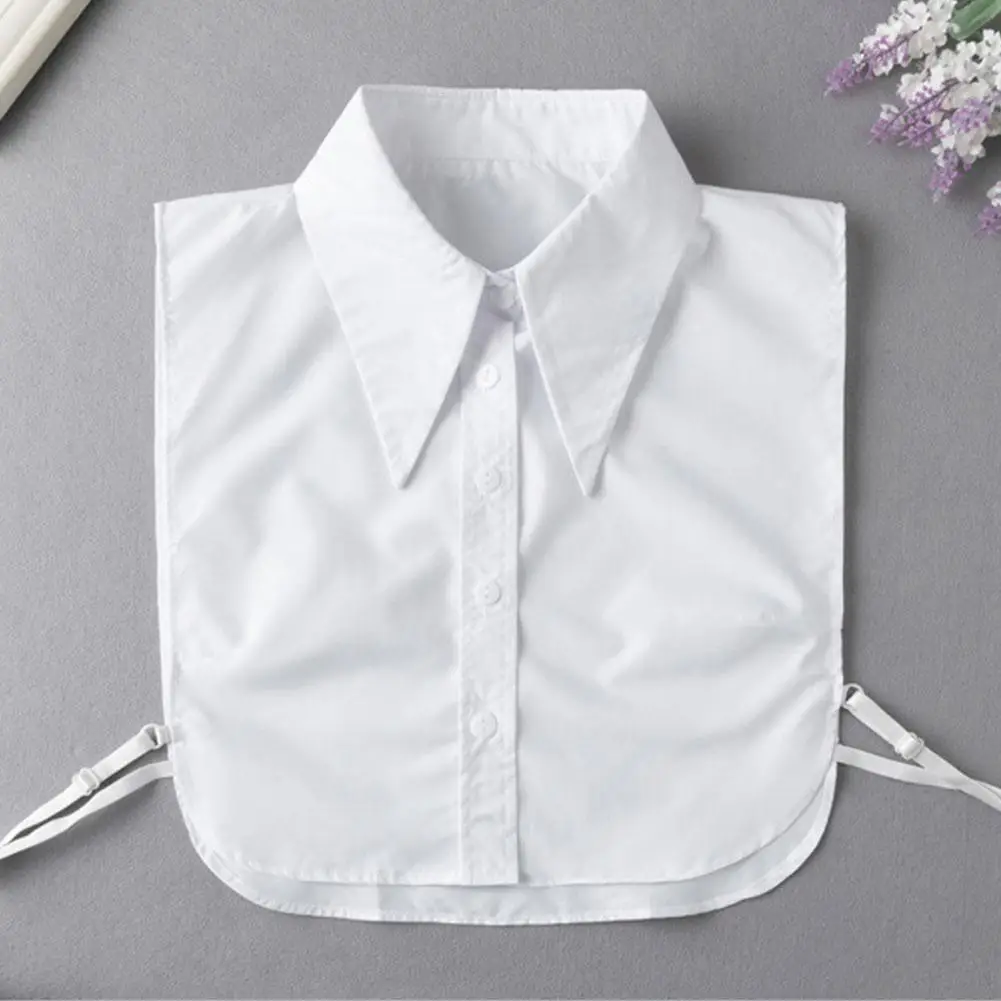 Women White Long Pointed Flat Dickey Collar Big Lapel Fake Collar Detachable Lapel Half Shirt Blouse Removable False Collars