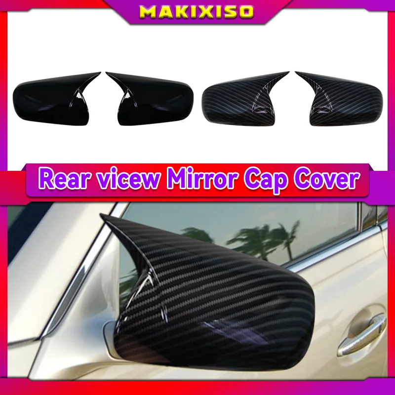 

For Toyota Mark X Reiz 2005-2007 Rearview Side Mirror Cover Wing Cap Exterior Door Rear View Case Trim Carbon Fiber Look Black