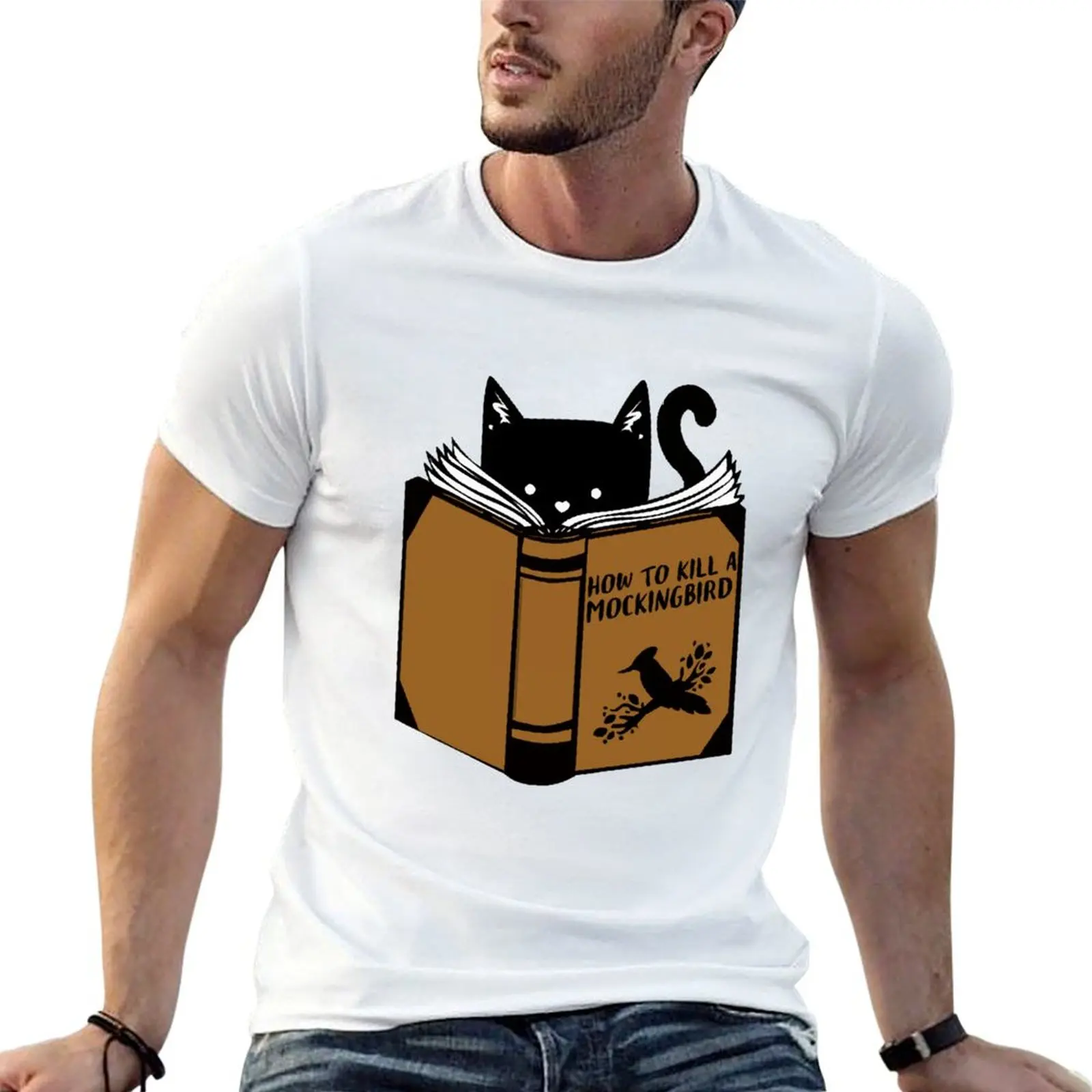 Camiseta clásica To Kill A Mockingbird - Camiseta con diseño de gato leyendo un libro How To Kill A Mocking Bird, camiseta personalizada