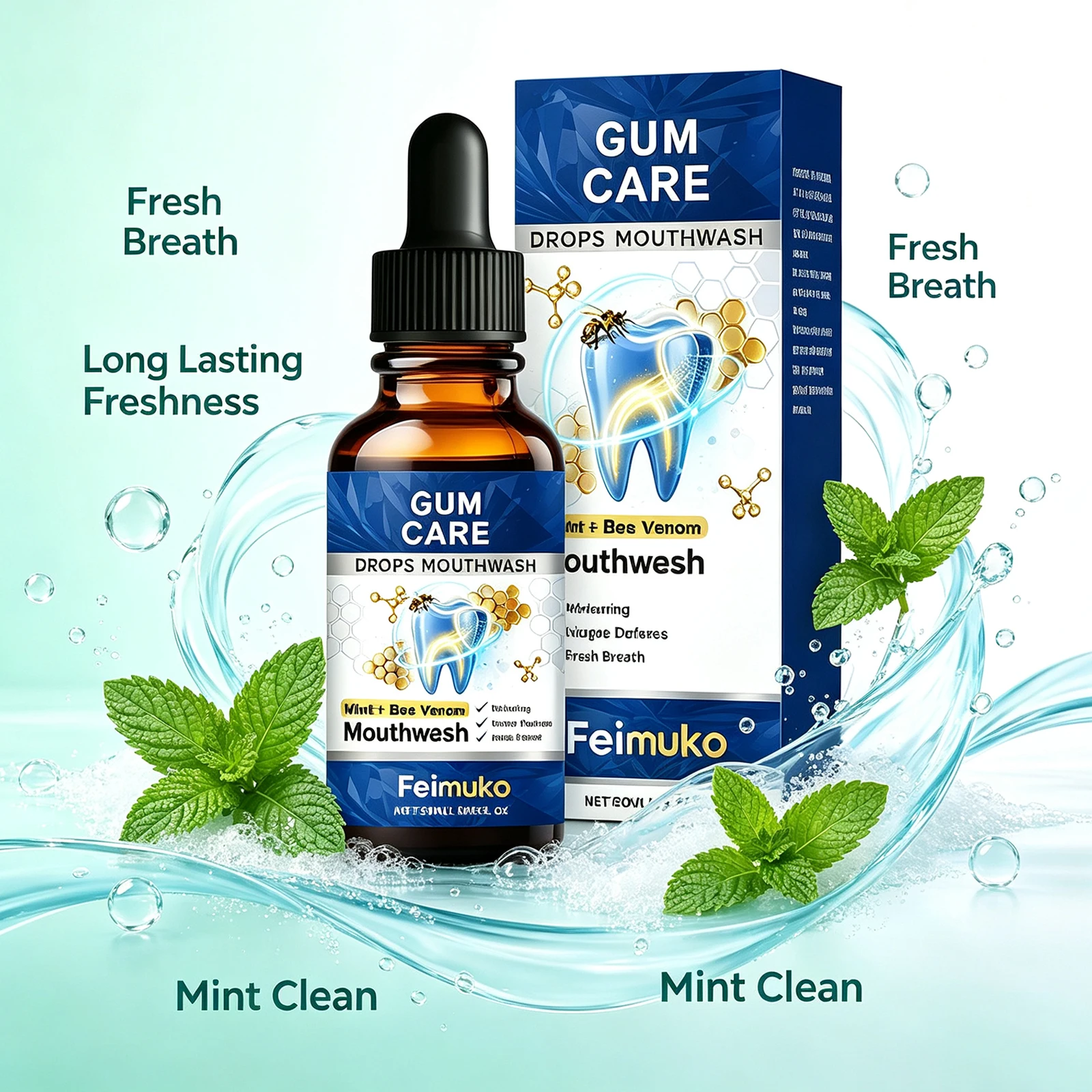 Bee Venom Mouthwash Fresh Breath Gentle Clean Daily Oral Care Mint Bad Breath Prevention