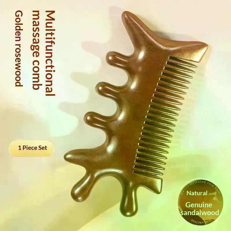 Head Body Massager Neck Face Health Care Massage Tool Meridian Scalp Four-in-one Sandalwood Comb Massage Acupoint Nose Scraper