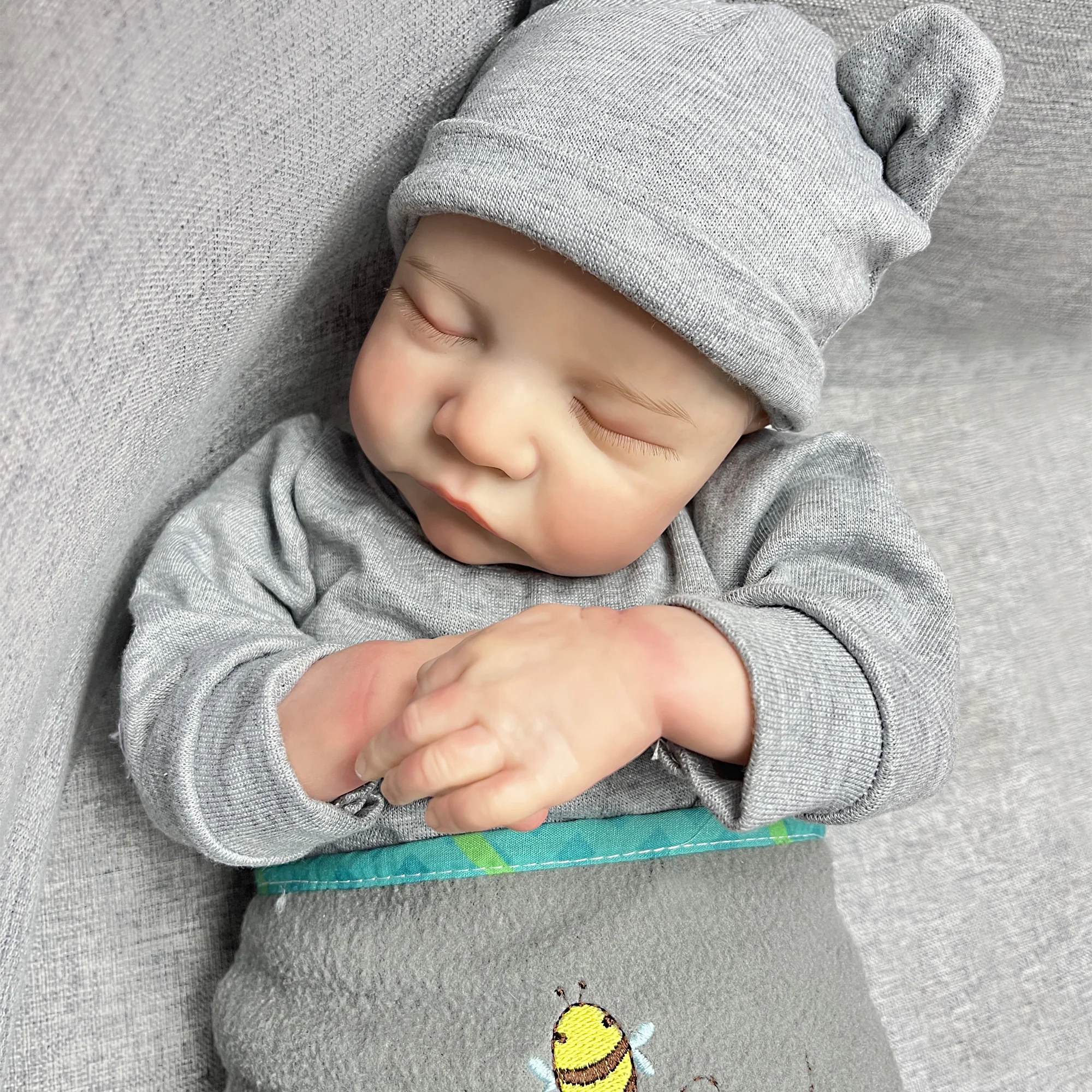 1 peça 16 Polegada levi bebe menino boneca reborn-cabelo pintado à mão dormindo bebê recém-nascido boneca brinquedo para colecionadores e crianças