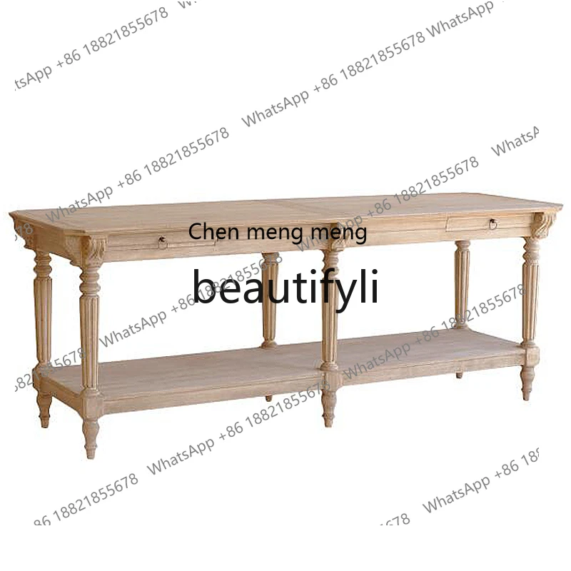 French retro solid wood entrance table European style old strip case side table against the wall to enter the door entrance
